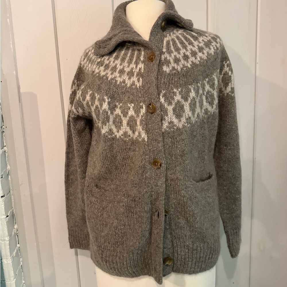 Alex Mill Gray and White Patterned Turtleneck Swe… - image 11